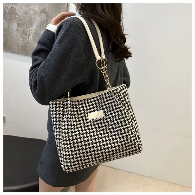Vintage Houndstooth Shoulder Tote Bag for Women 2024 — feature 17