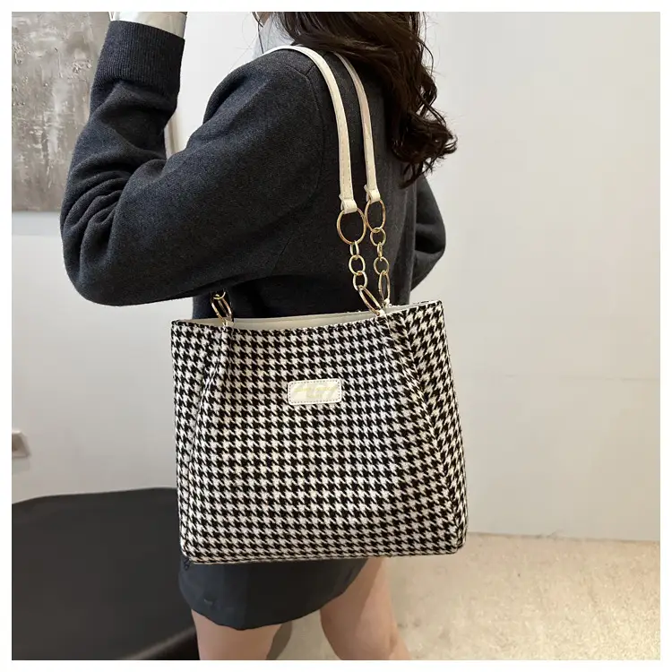 Vintage Houndstooth Shoulder Tote Bag for Women 2024 — feature 18