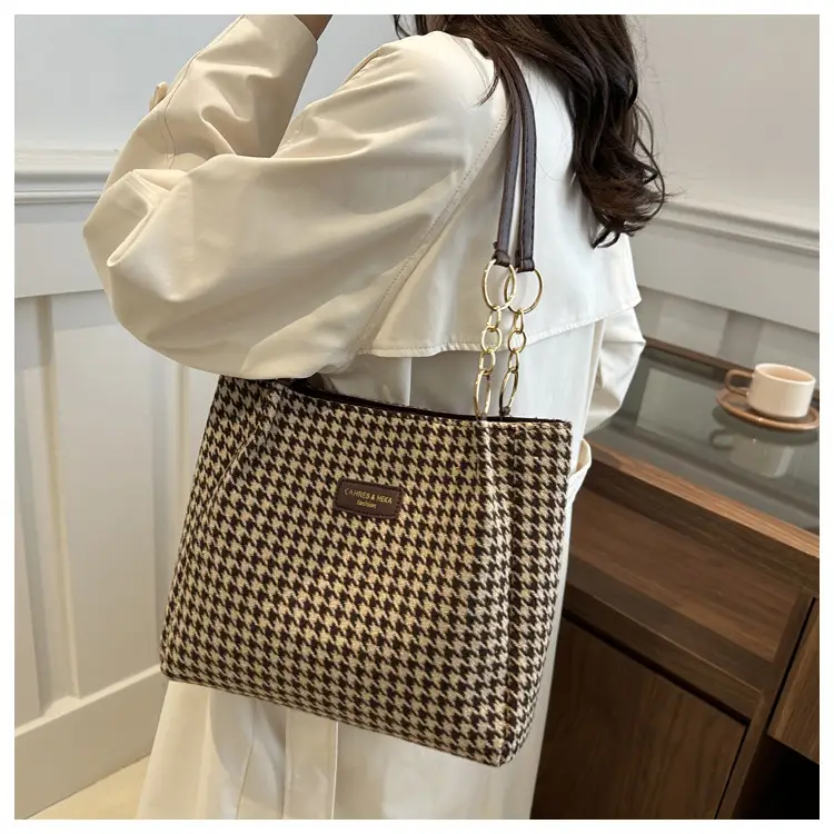 Vintage Houndstooth Shoulder Tote Bag for Women 2024 — feature 9