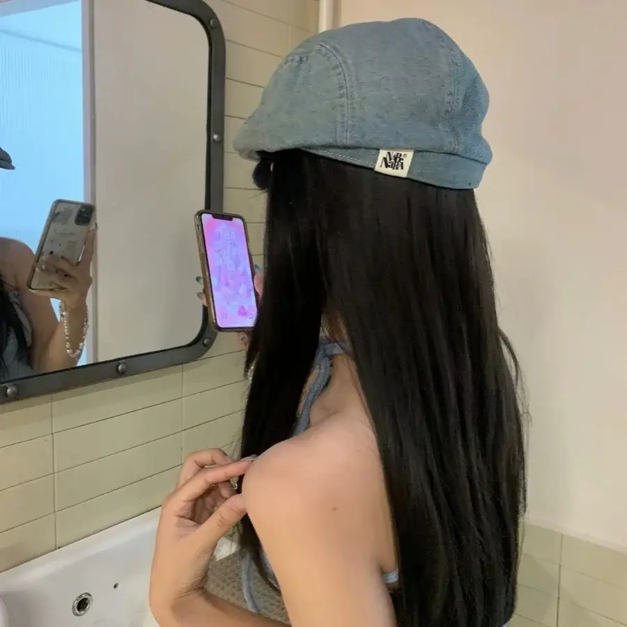 Japanese Style Washed Denim Progressive Hat Women Spring Summer Artistic Street Fashion - Image 3