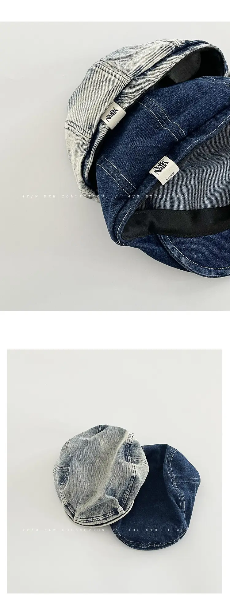 Japanese Style Washed Denim Progressive Hat Women Spring Summer Artistic Street Fashion — feature 8