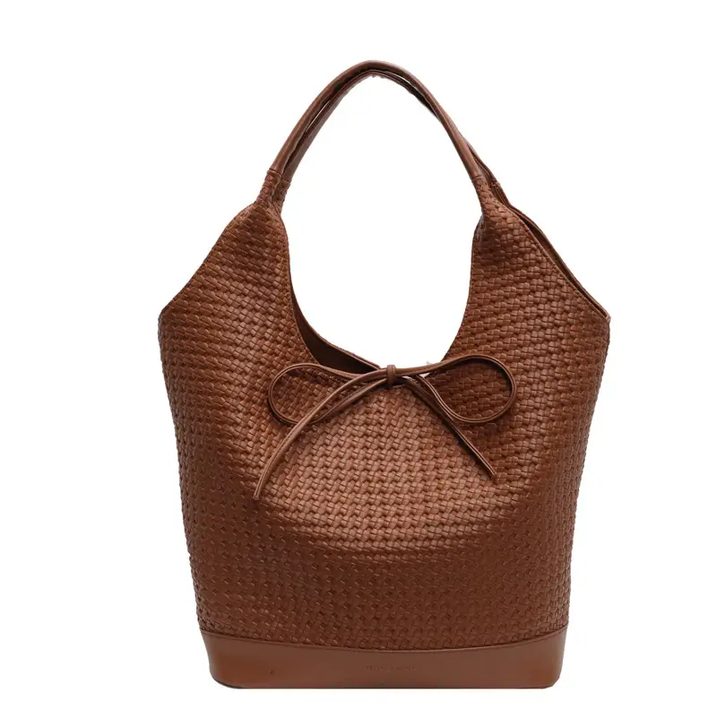 Women's Black Textured Shoulder Bag 2024 New Large Capacity - Image 9
