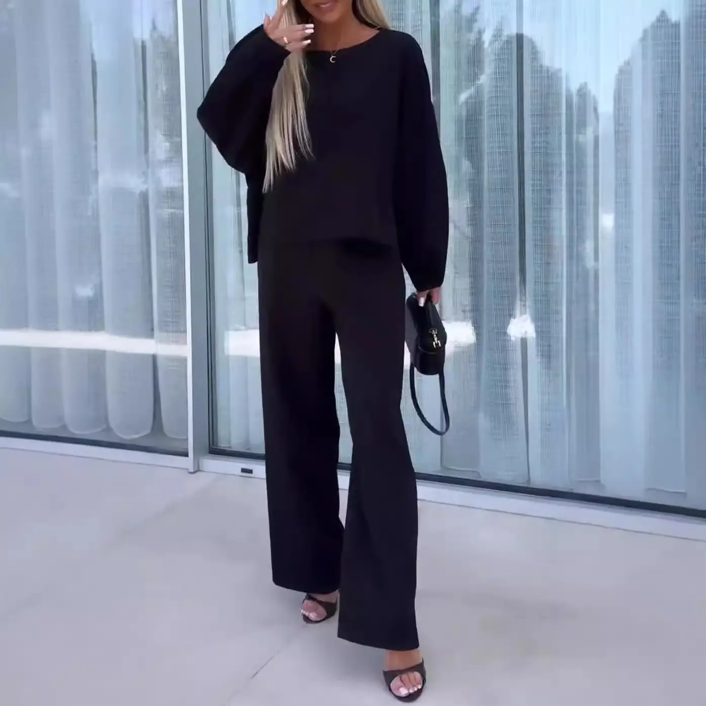 2024 Women's White Cross-Border Suit Set with Elastic Trousers - Image 8