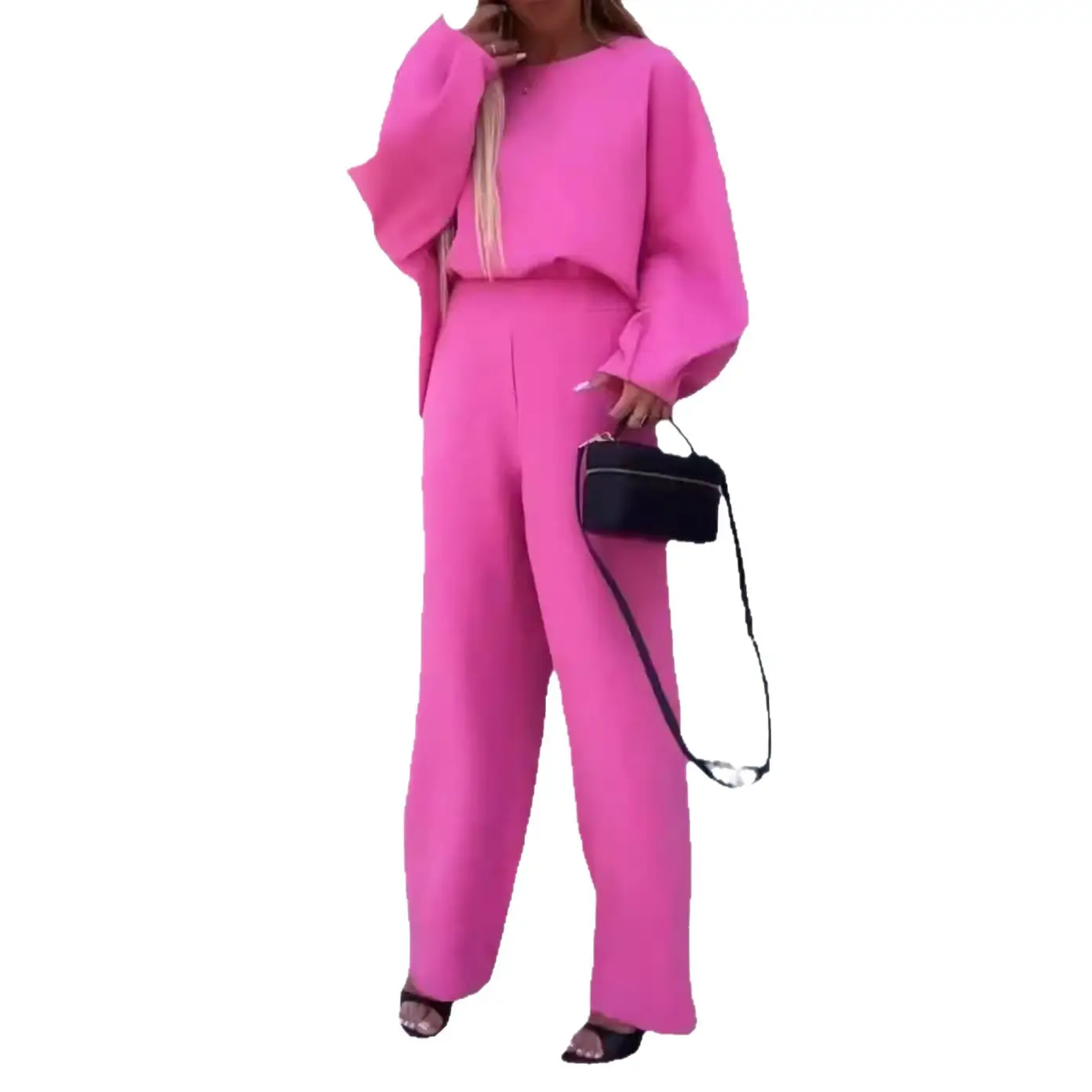 2024 Women's White Cross-Border Suit Set with Elastic Trousers - Image 10
