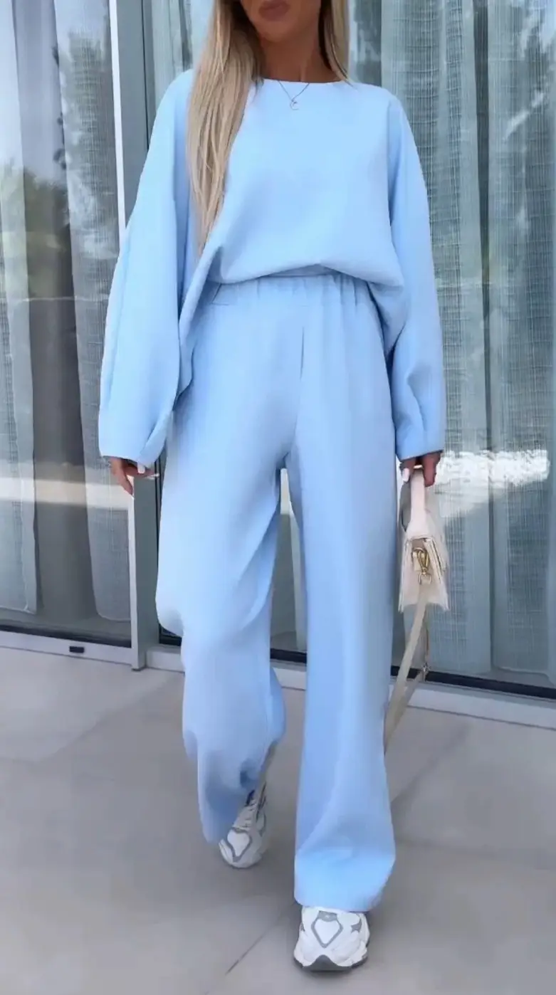 2024 Women's White Cross-Border Suit Set with Elastic Trousers — feature 1