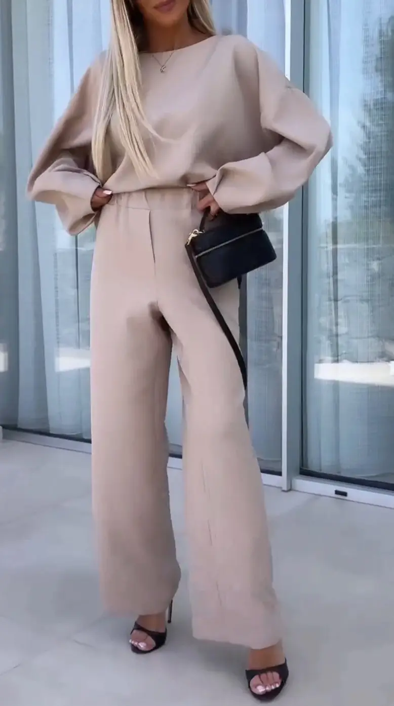 2024 Women's White Cross-Border Suit Set with Elastic Trousers — feature 7