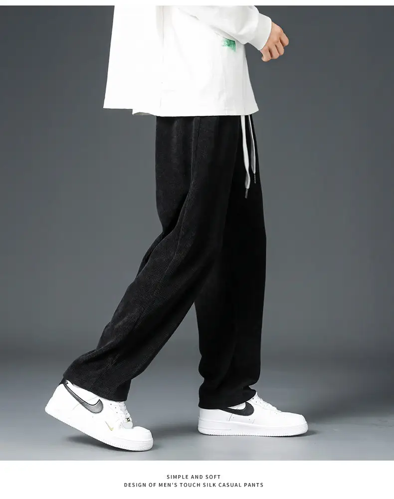 Men's Fleece Lined Straight Trousers Grey Winter Casual — feature 11
