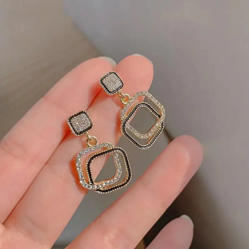 S925 Silver Square Tassel Earrings for Women - Image 4
