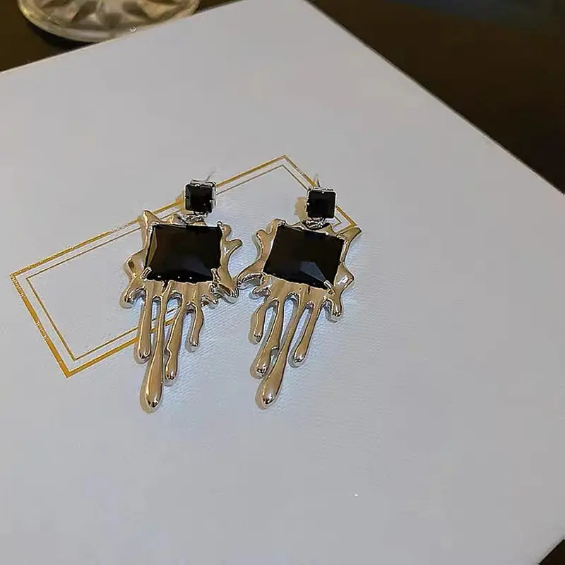 S925 Silver Square Tassel Earrings for Women - Image 14