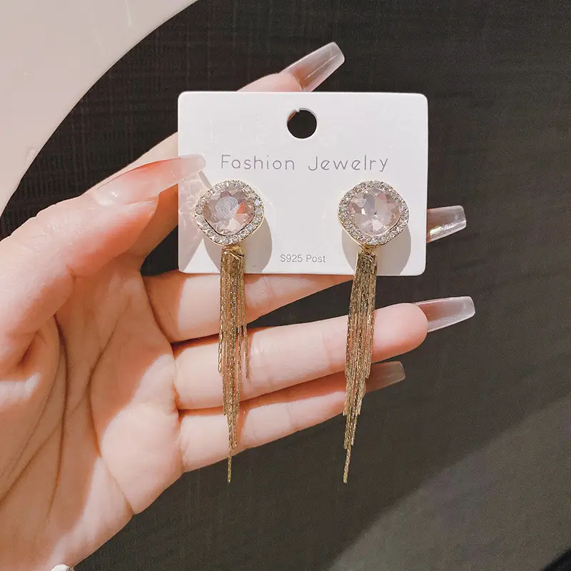 S925 Silver Square Tassel Earrings for Women - Image 26
