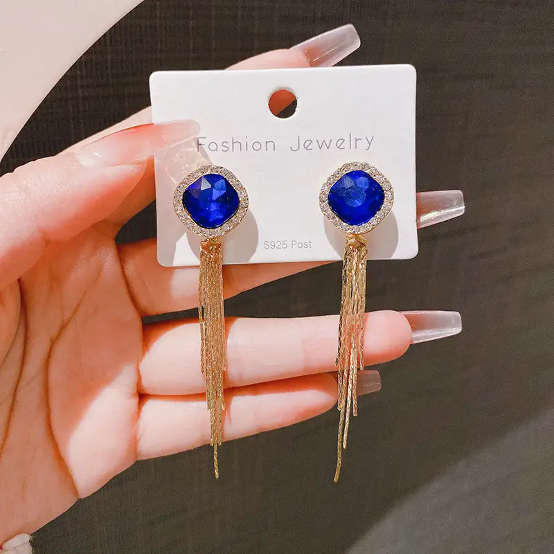 S925 Silver Square Tassel Earrings for Women - Image 27