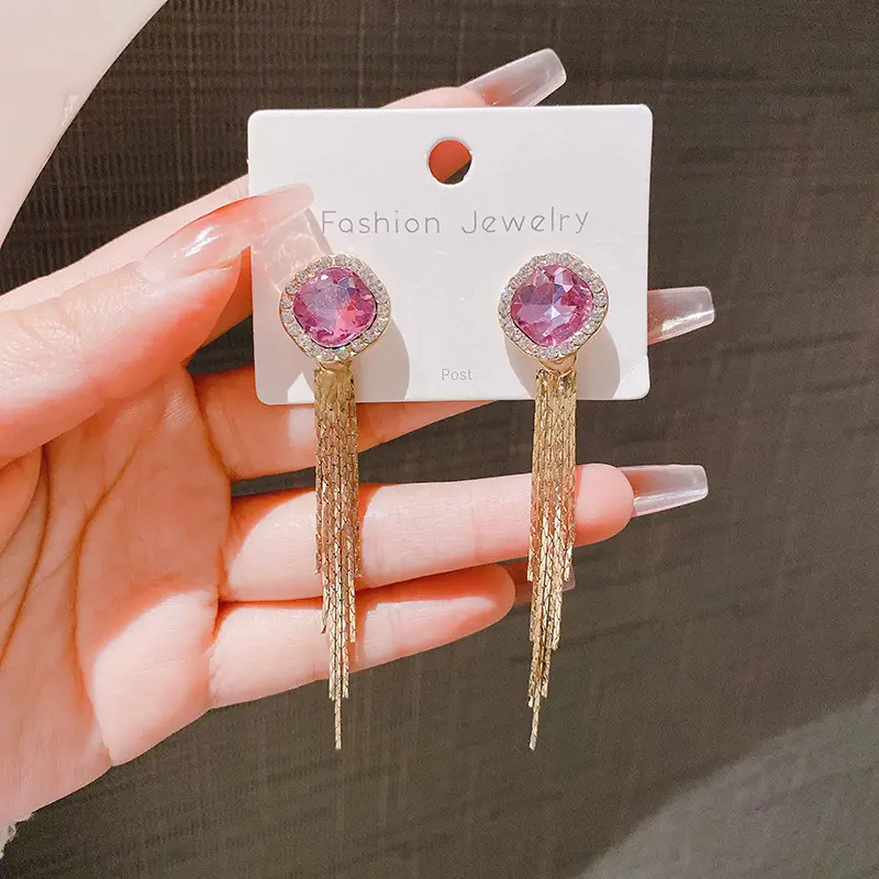 S925 Silver Square Tassel Earrings for Women - Image 28