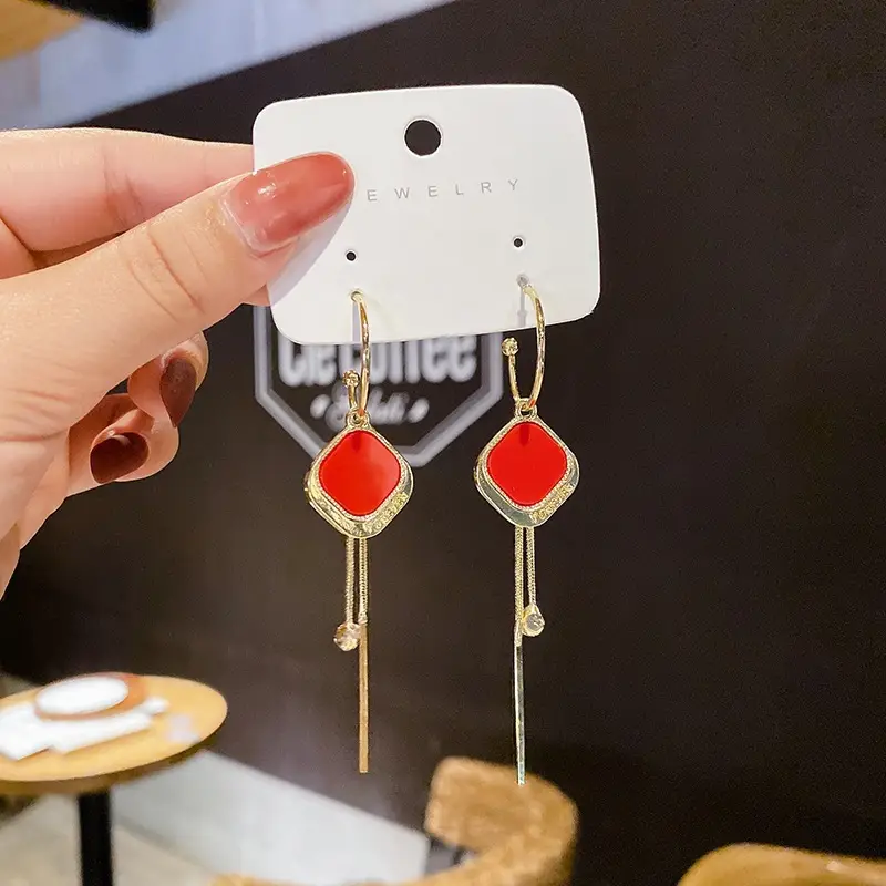 S925 Silver Square Tassel Earrings for Women - Image 33