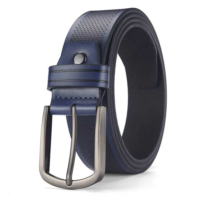 Men's Brown Leather Belt with Retro Pin Buckle - Image 3
