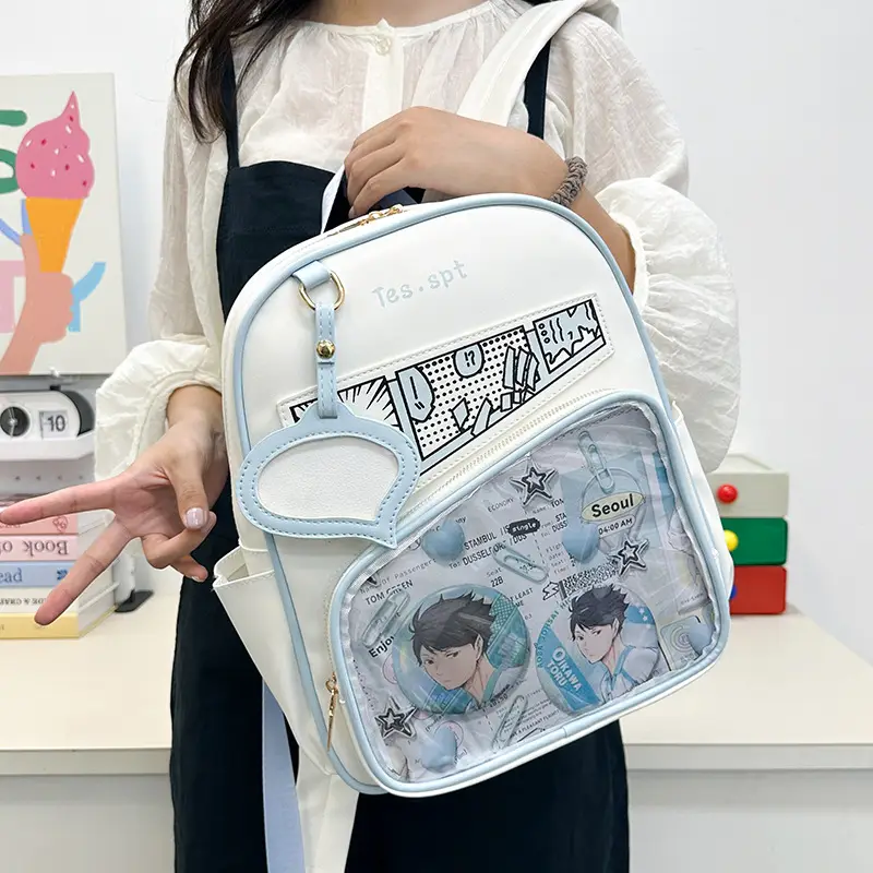 Cartoon Student Backpacks Transparent School Bag Set