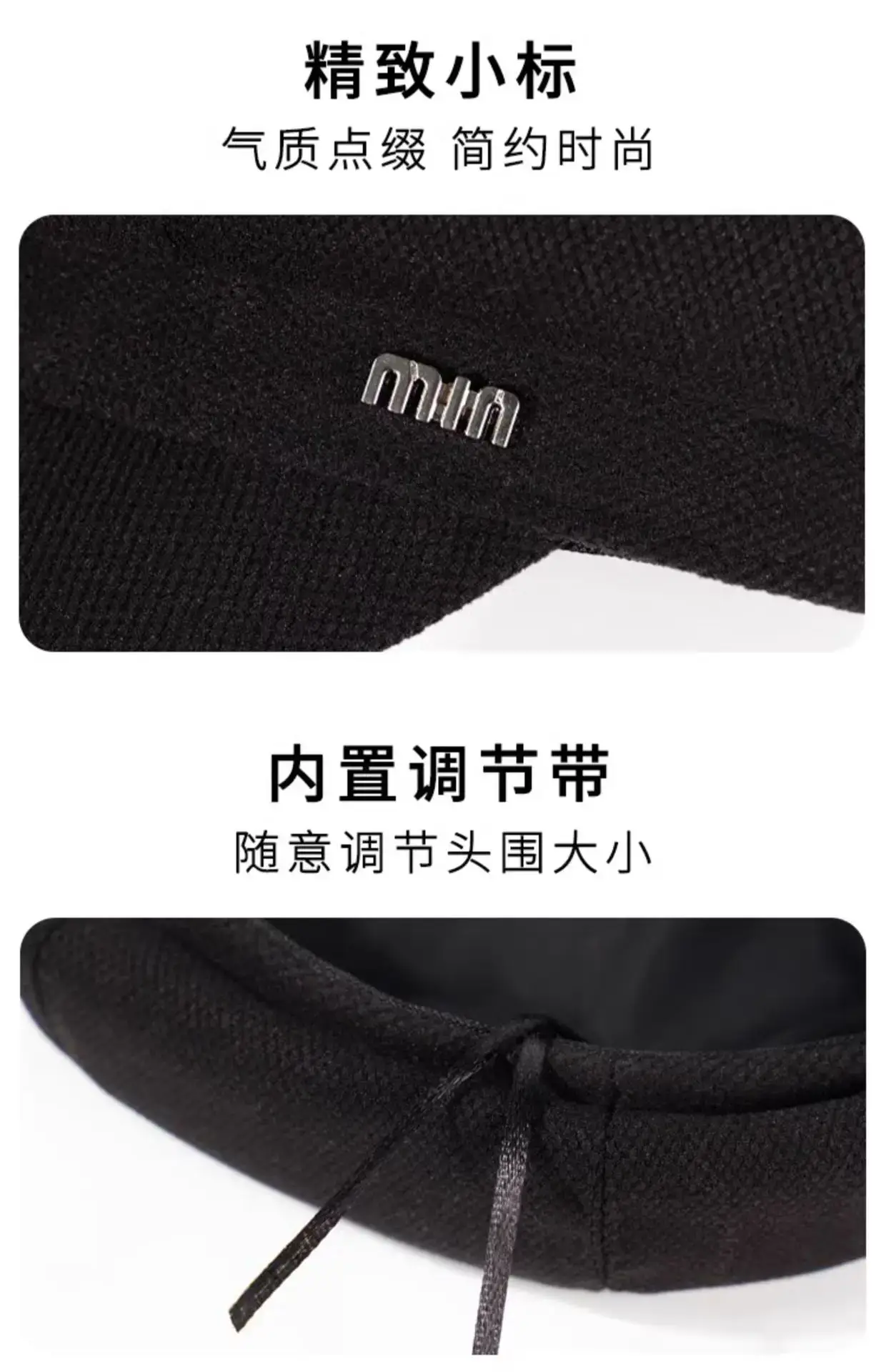 Black French Retro Newsboy Cap for Women — feature 20