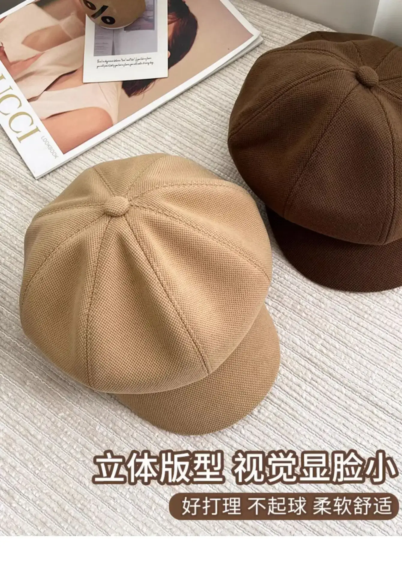 Black French Retro Newsboy Cap for Women — feature 22