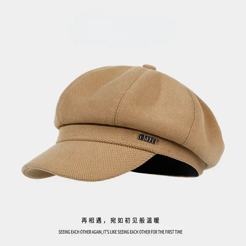 Black French Retro Newsboy Cap for Women