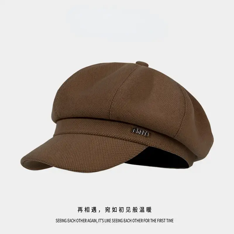Black French Retro Newsboy Cap for Women