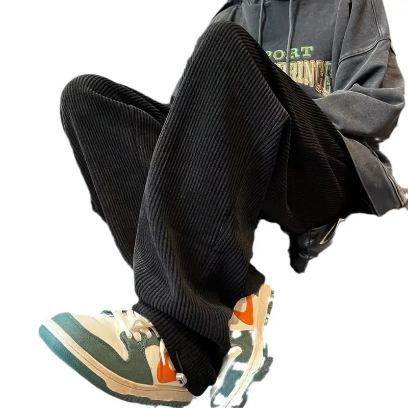 Men's Corduroy Straight Leg Pants Cream Autumn Wear