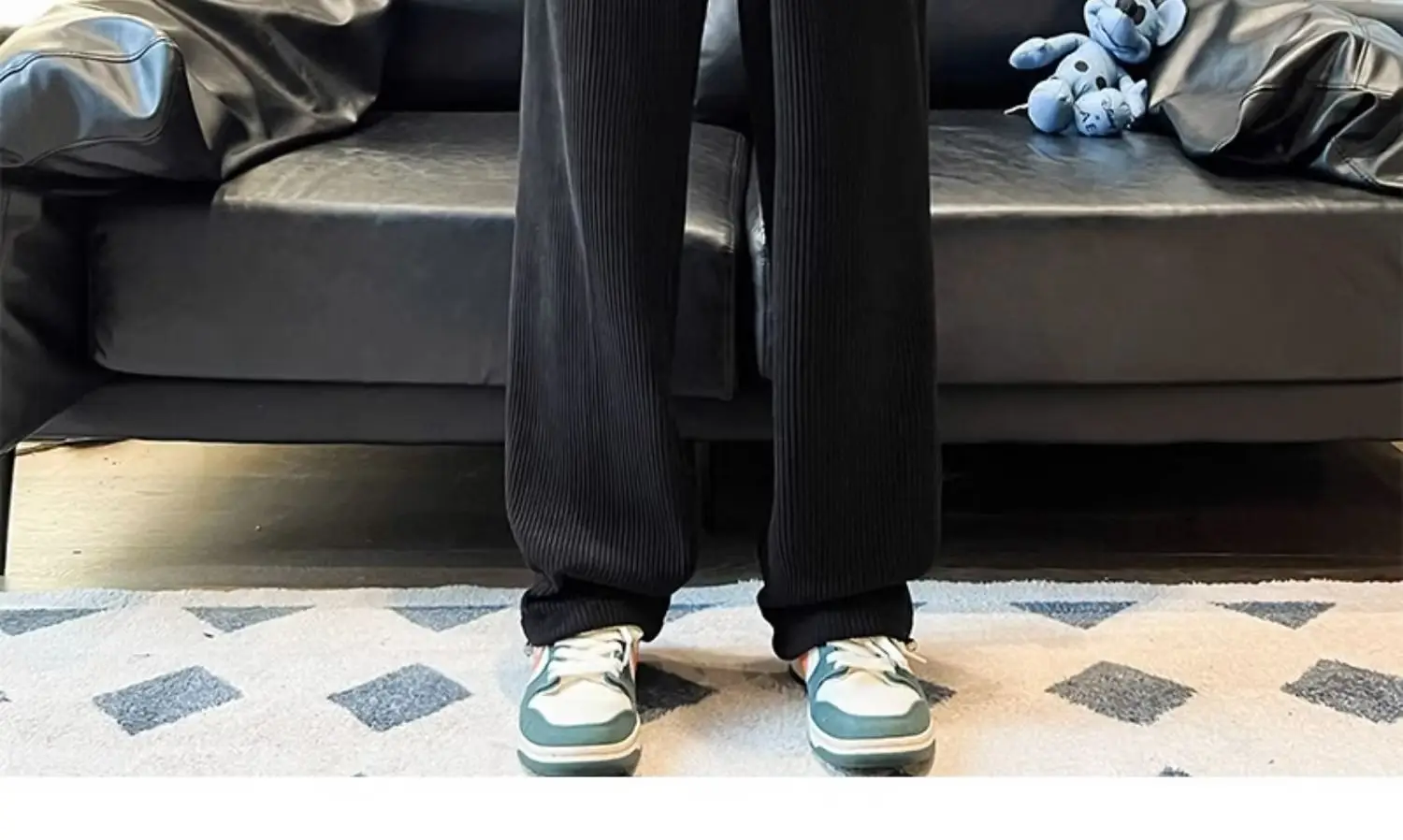 Men's Corduroy Straight Leg Pants Cream Autumn Wear — feature 11