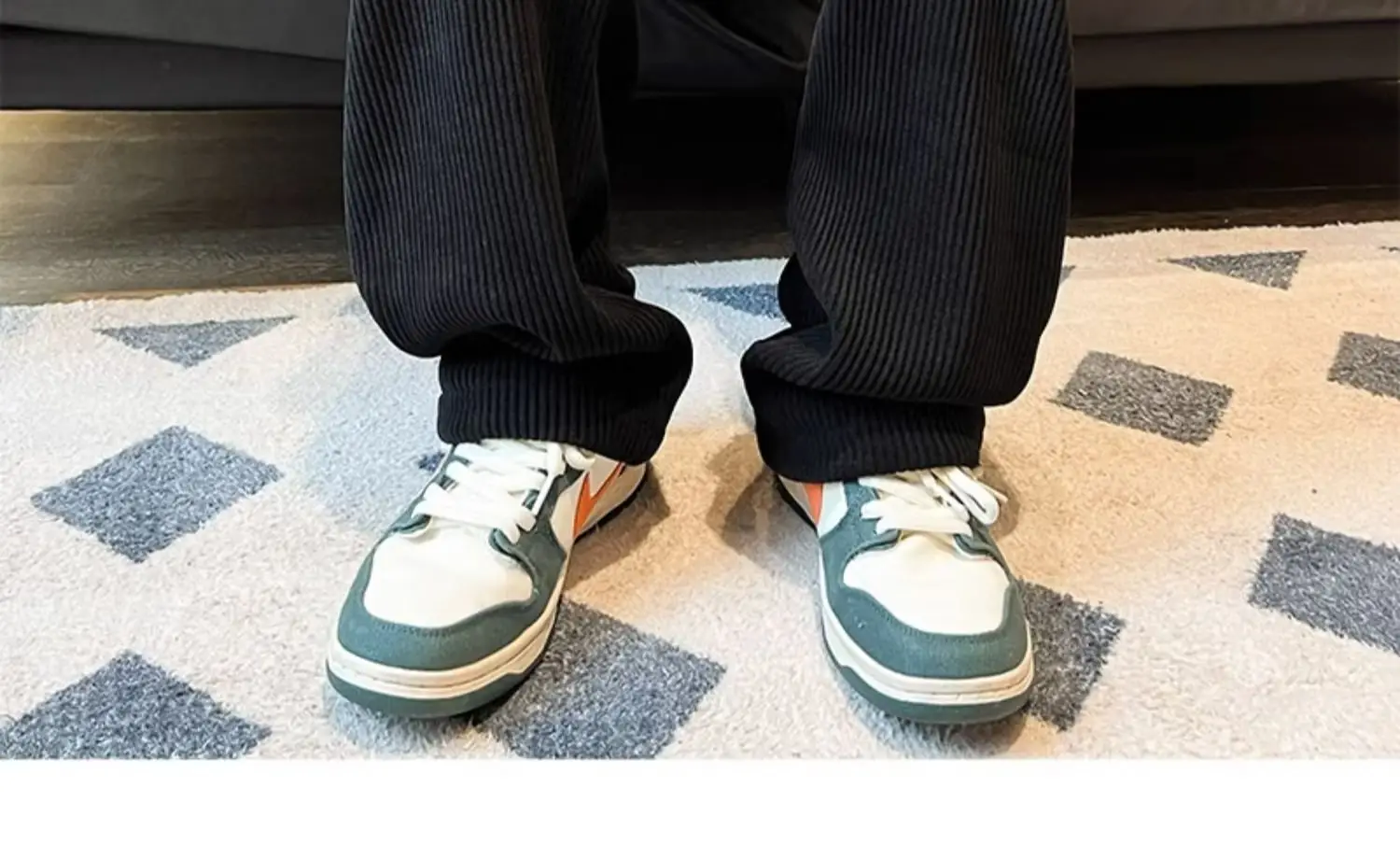 Men's Corduroy Straight Leg Pants Cream Autumn Wear — feature 13