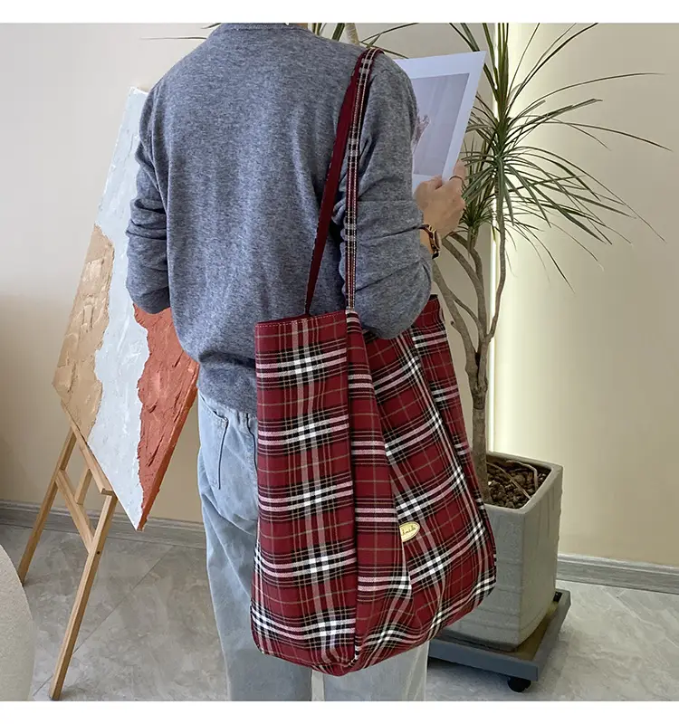 Plaid Women's Commuter Tote Bag Large Capacity — feature 12