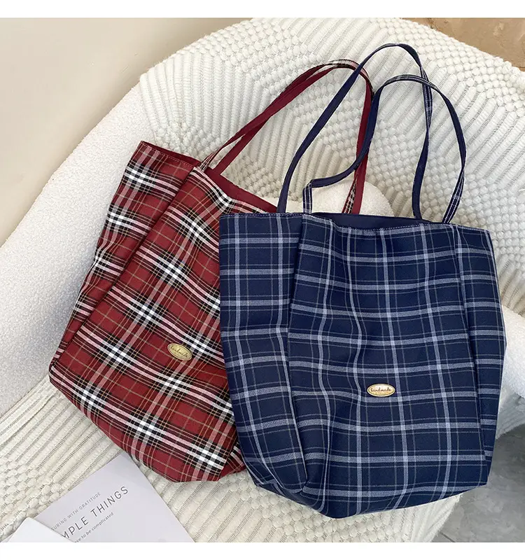 Plaid Women's Commuter Tote Bag Large Capacity — feature 5