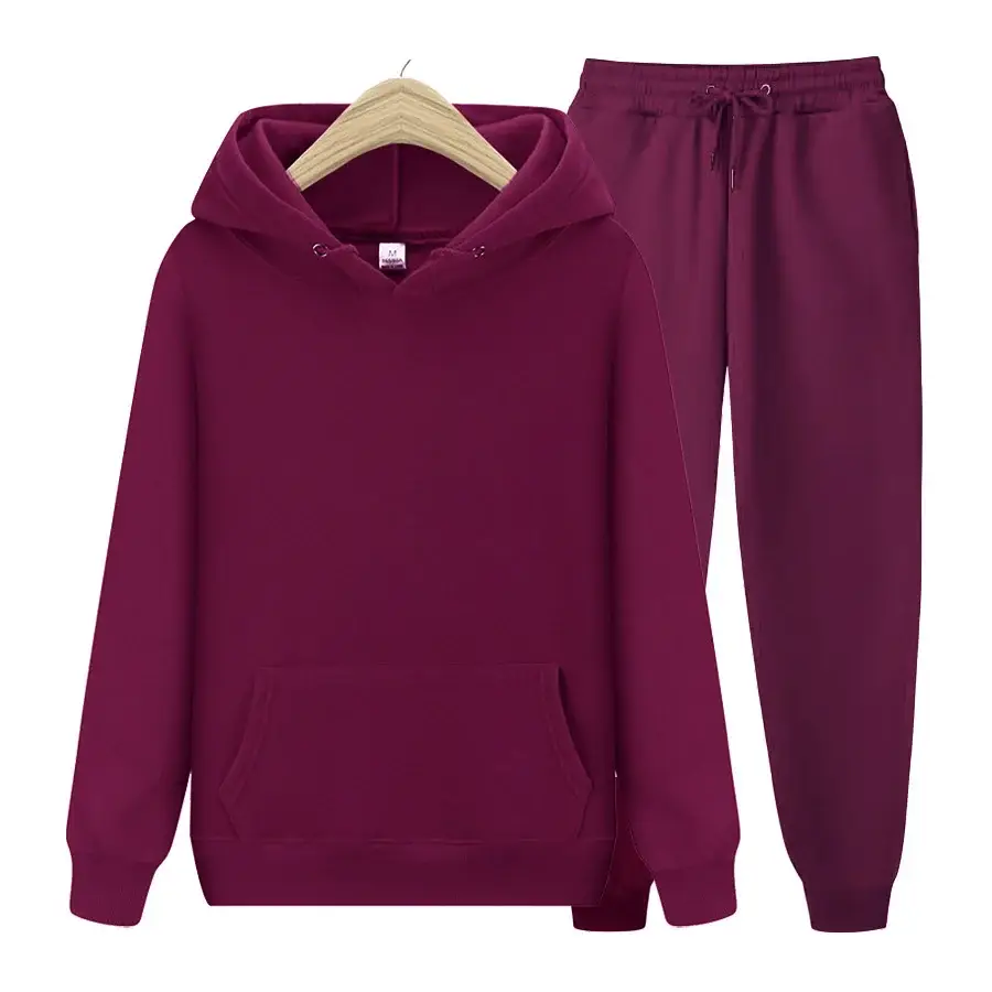 Men Blue Fleece Hoodie & Pants Set 2024 Spring Autumn — feature 11