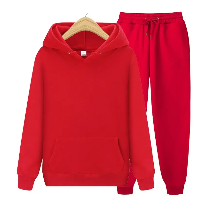 Men Blue Fleece Hoodie & Pants Set 2024 Spring Autumn — feature 12