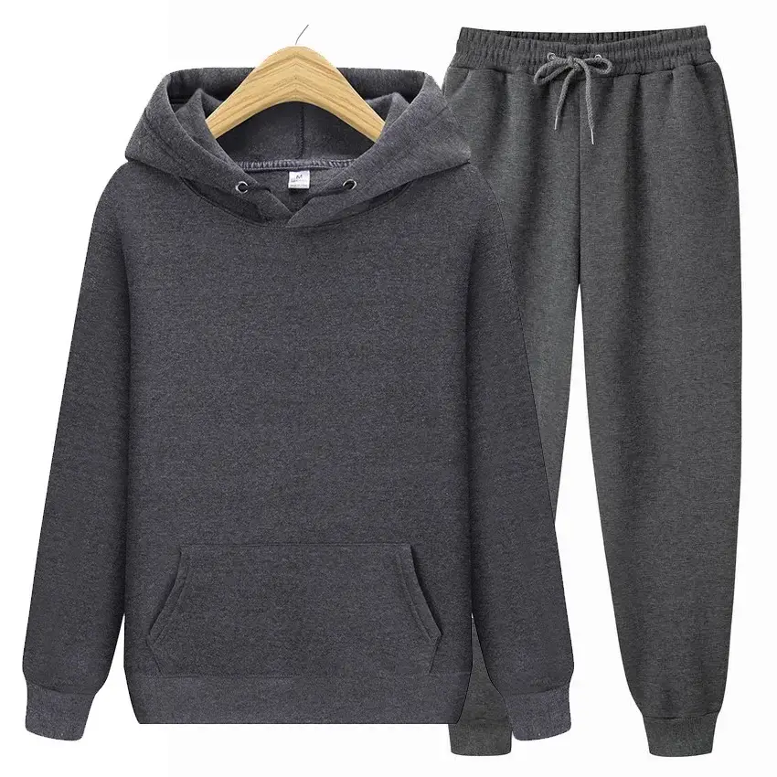 Men Blue Fleece Hoodie & Pants Set 2024 Spring Autumn — feature 13