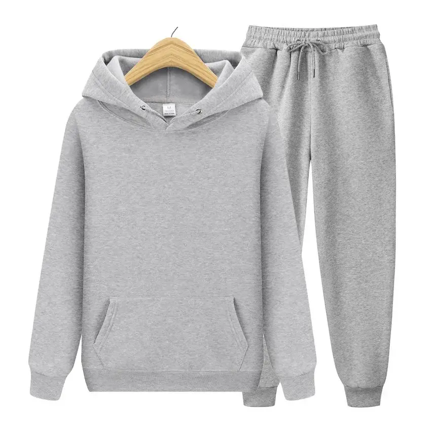 Men Blue Fleece Hoodie & Pants Set 2024 Spring Autumn — feature 14