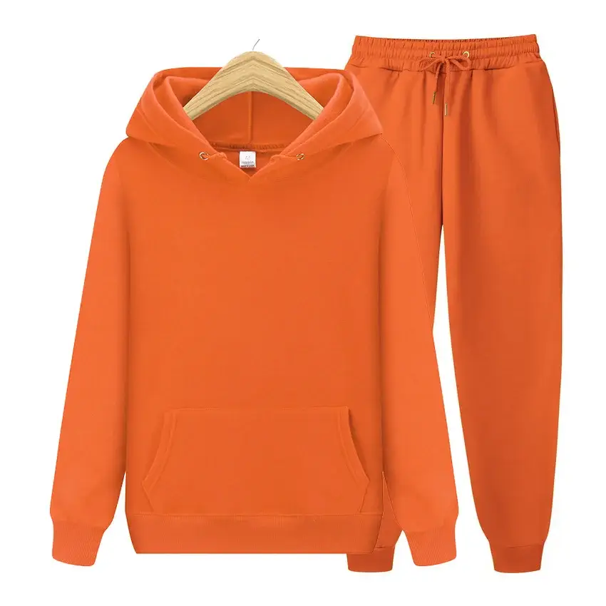 Men Blue Fleece Hoodie & Pants Set 2024 Spring Autumn — feature 2