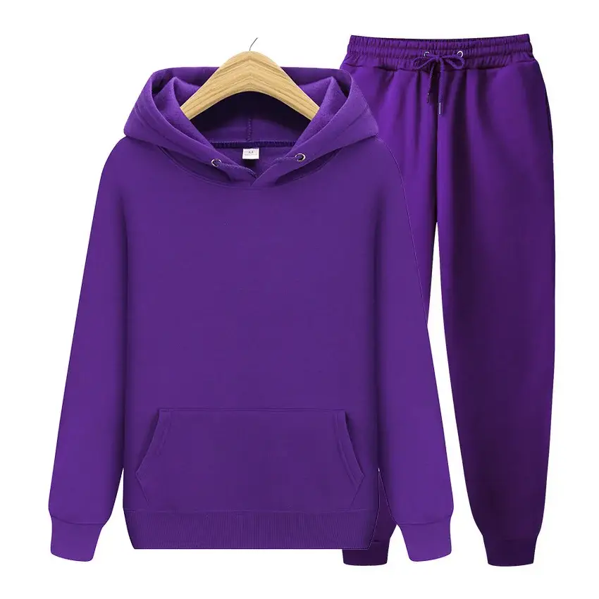 Men Blue Fleece Hoodie & Pants Set 2024 Spring Autumn — feature 6