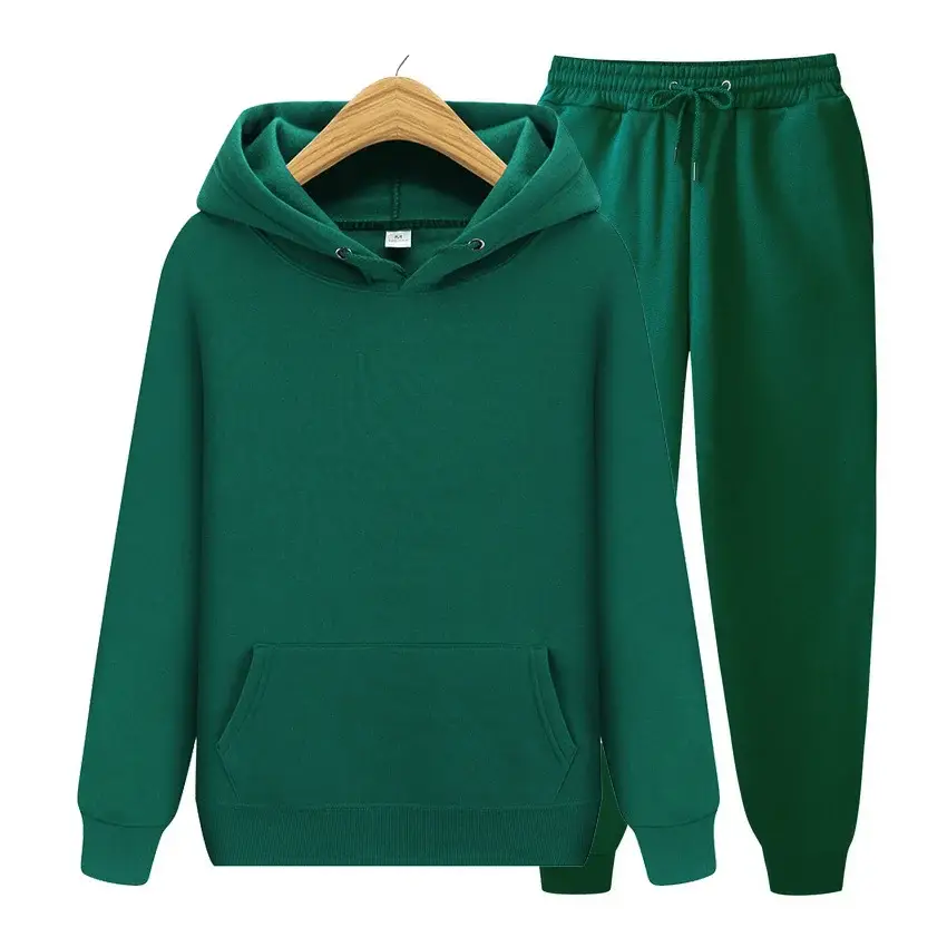 Men Blue Fleece Hoodie & Pants Set 2024 Spring Autumn — feature 8