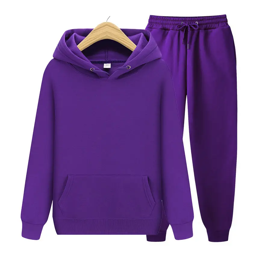 Men Blue Fleece Hoodie & Pants Set 2024 Spring Autumn - Image 11