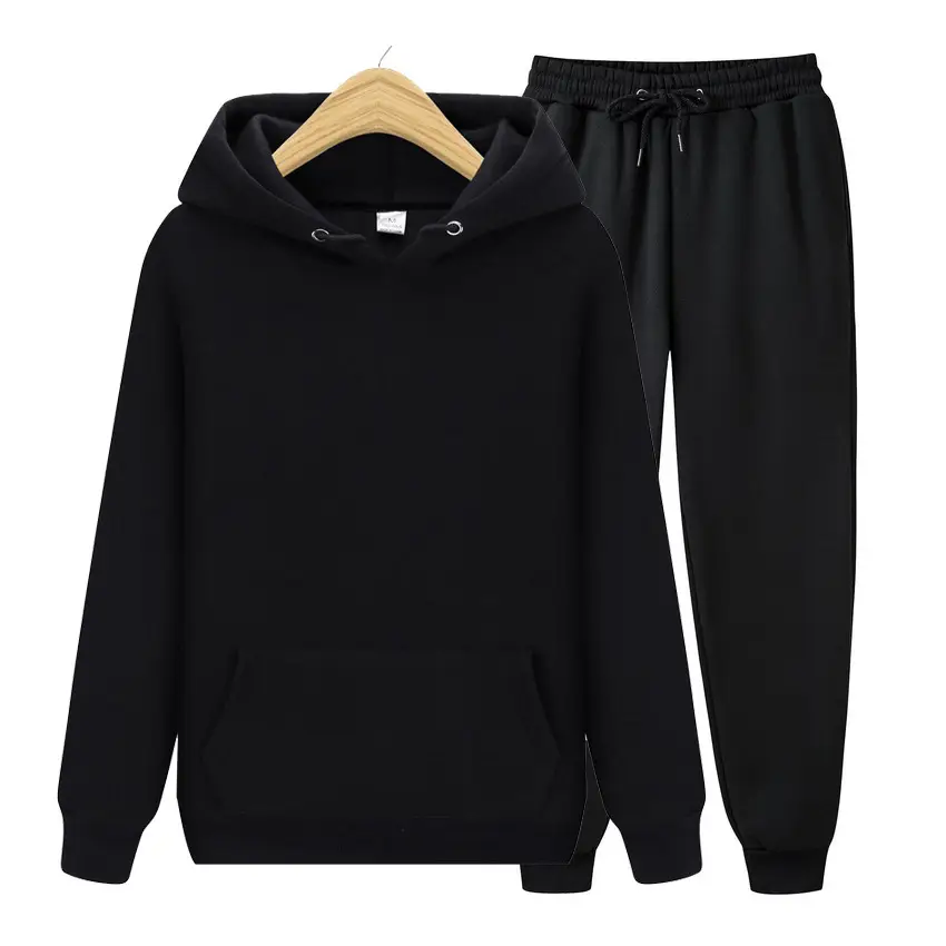 Men Blue Fleece Hoodie & Pants Set 2024 Spring Autumn - Image 2