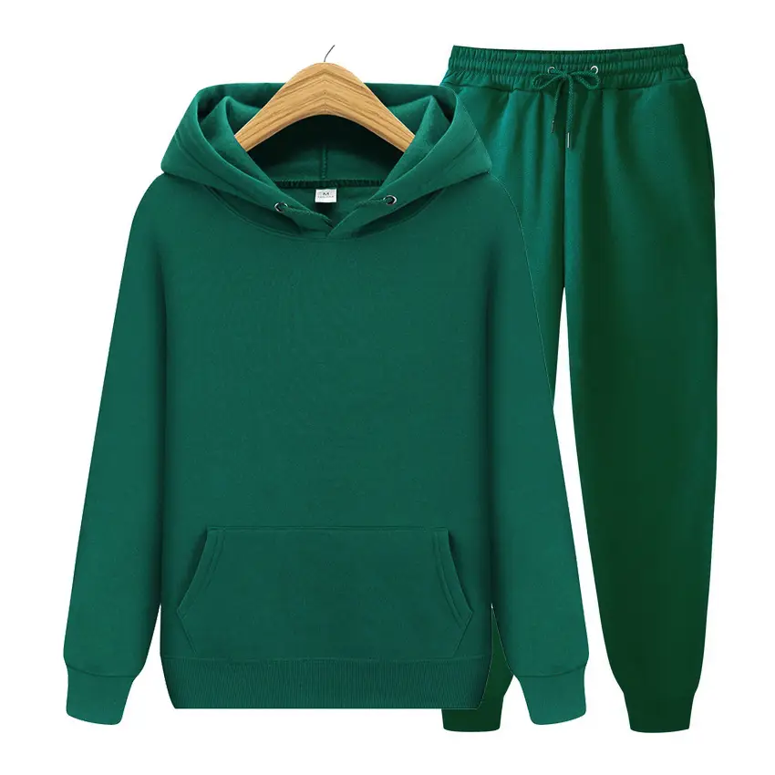 Men Blue Fleece Hoodie & Pants Set 2024 Spring Autumn - Image 9