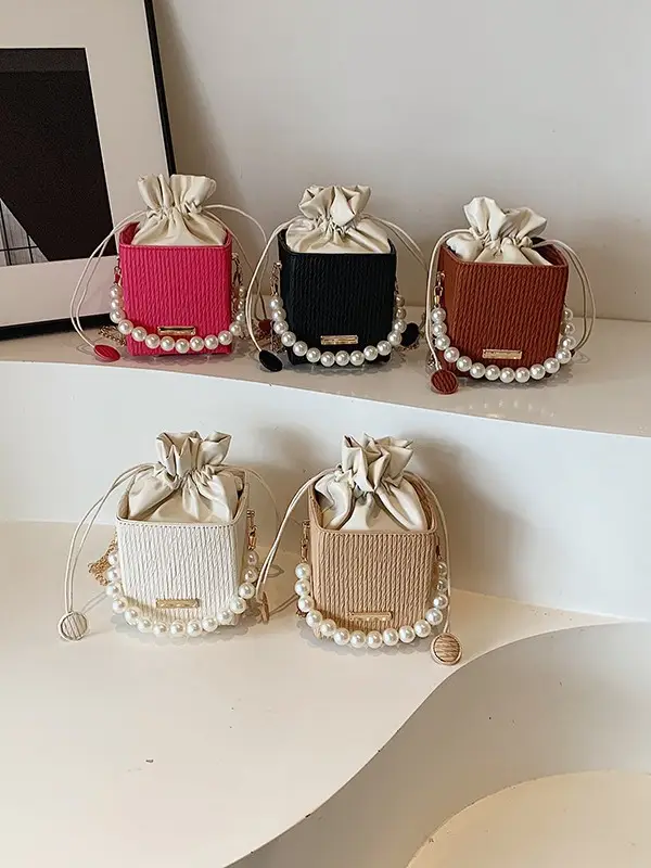 Women's Pearl Chain Shoulder Bag Cream 2024 - Image 9
