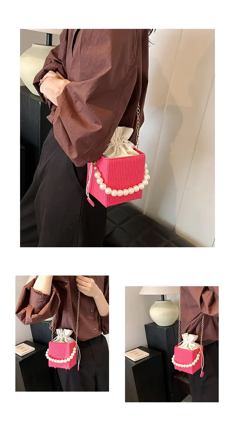 Women's Pearl Chain Shoulder Bag Cream 2024 — feature 3