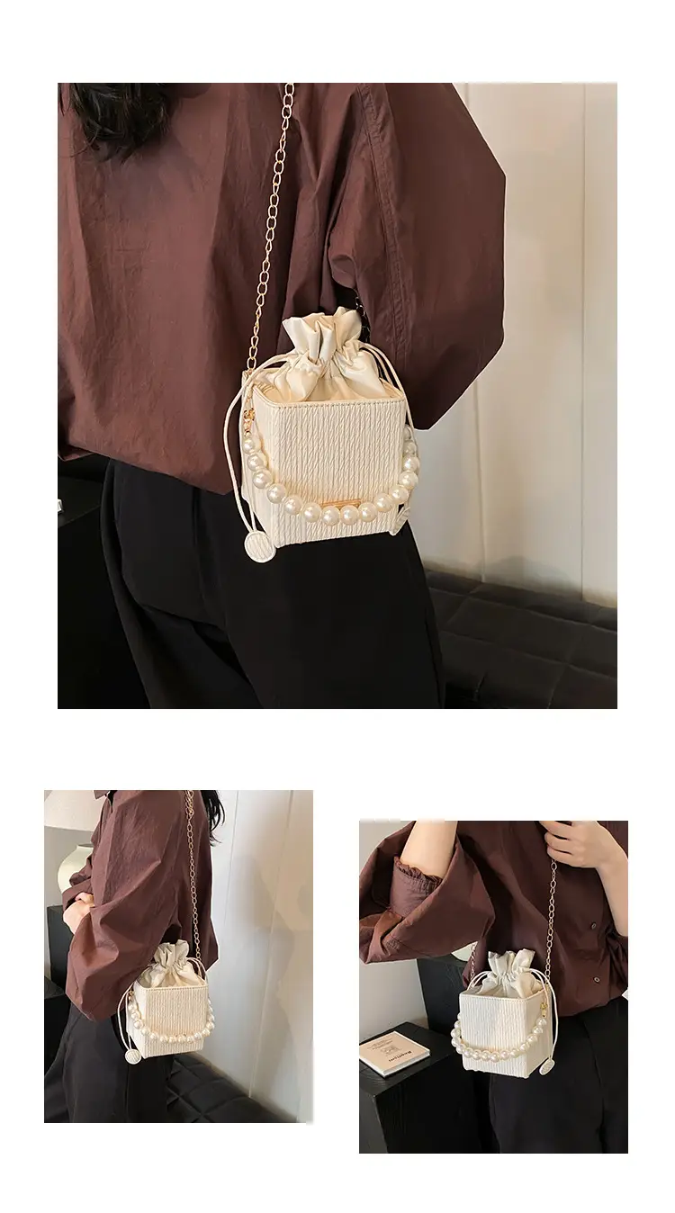 Women's Pearl Chain Shoulder Bag Cream 2024 — feature 5