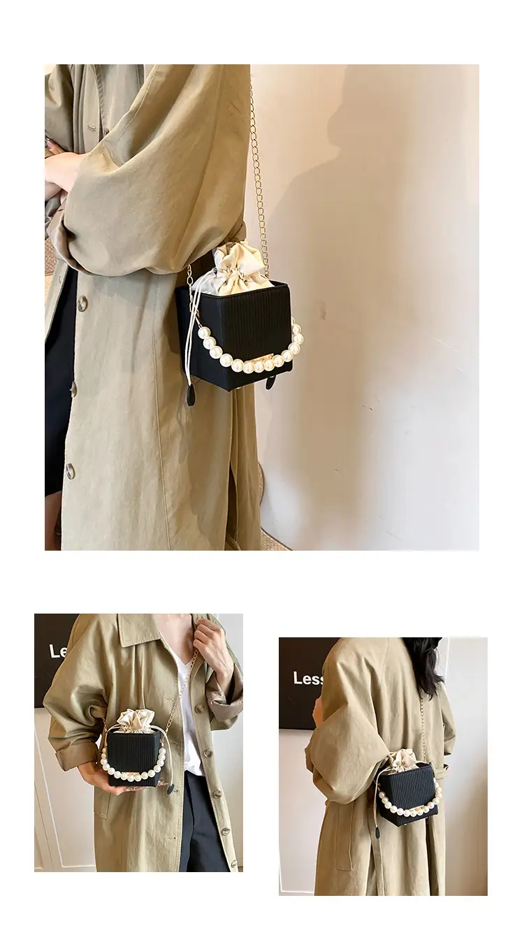 Women's Pearl Chain Shoulder Bag Cream 2024 — feature 7
