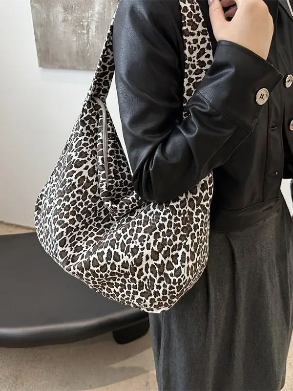 Large Leopard Print Shoulder Bag for Women - Image 5