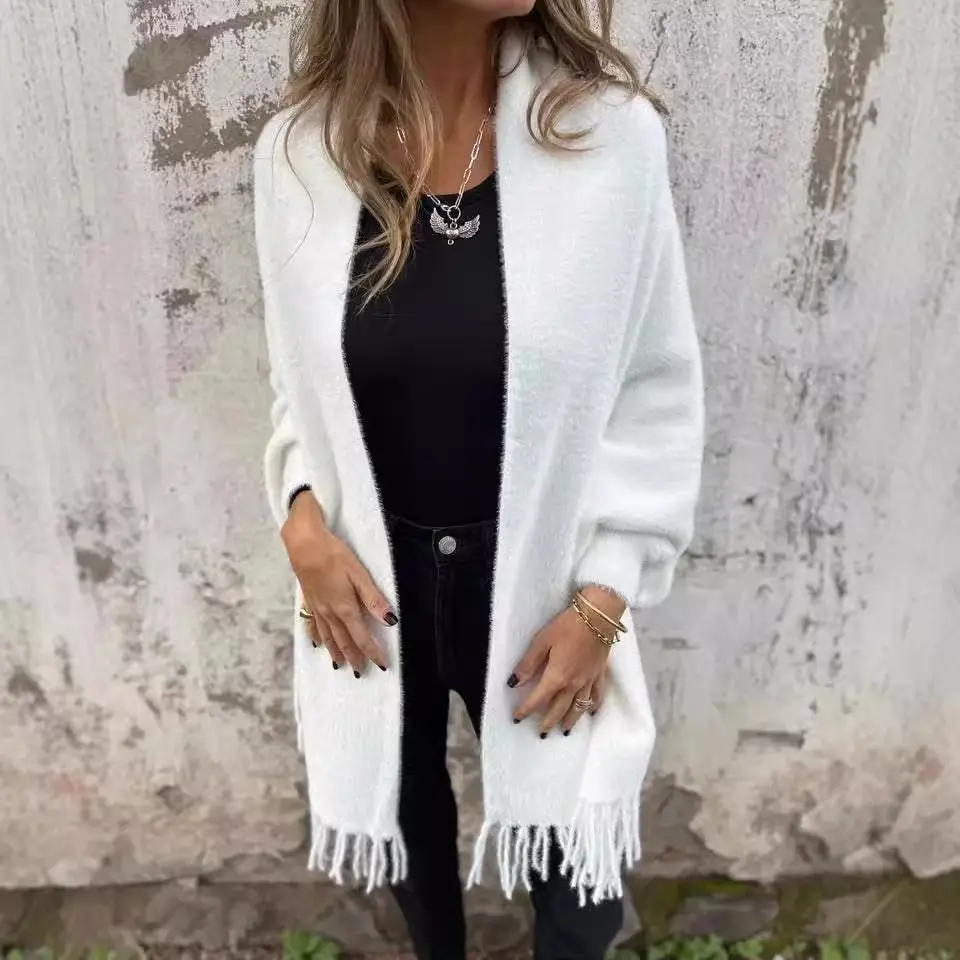 2024 White Tassel Shawl Jacket for Women - Image 7