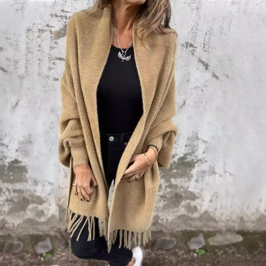 2024 White Tassel Shawl Jacket for Women - Image 9