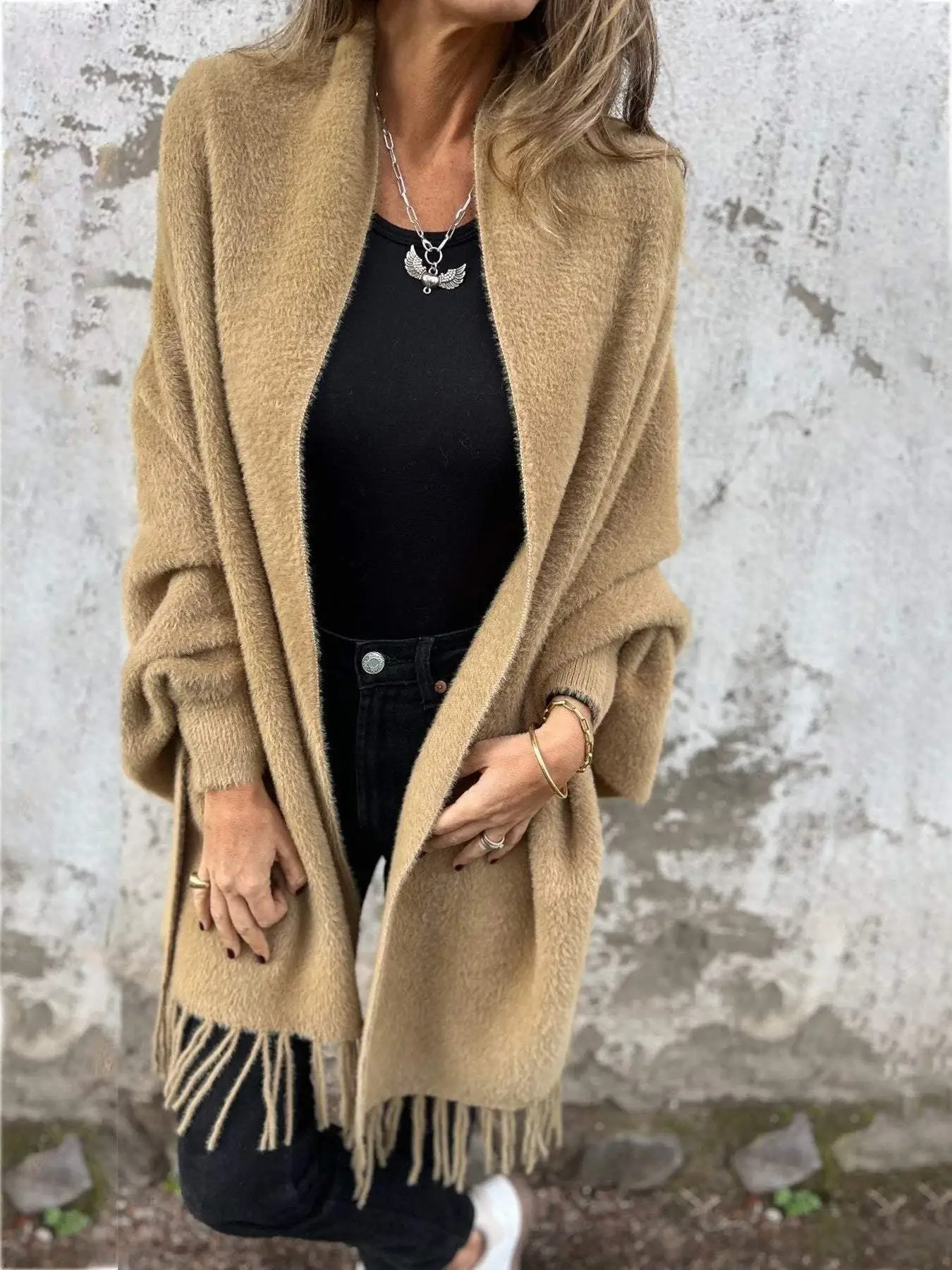 2024 White Tassel Shawl Jacket for Women — feature 2