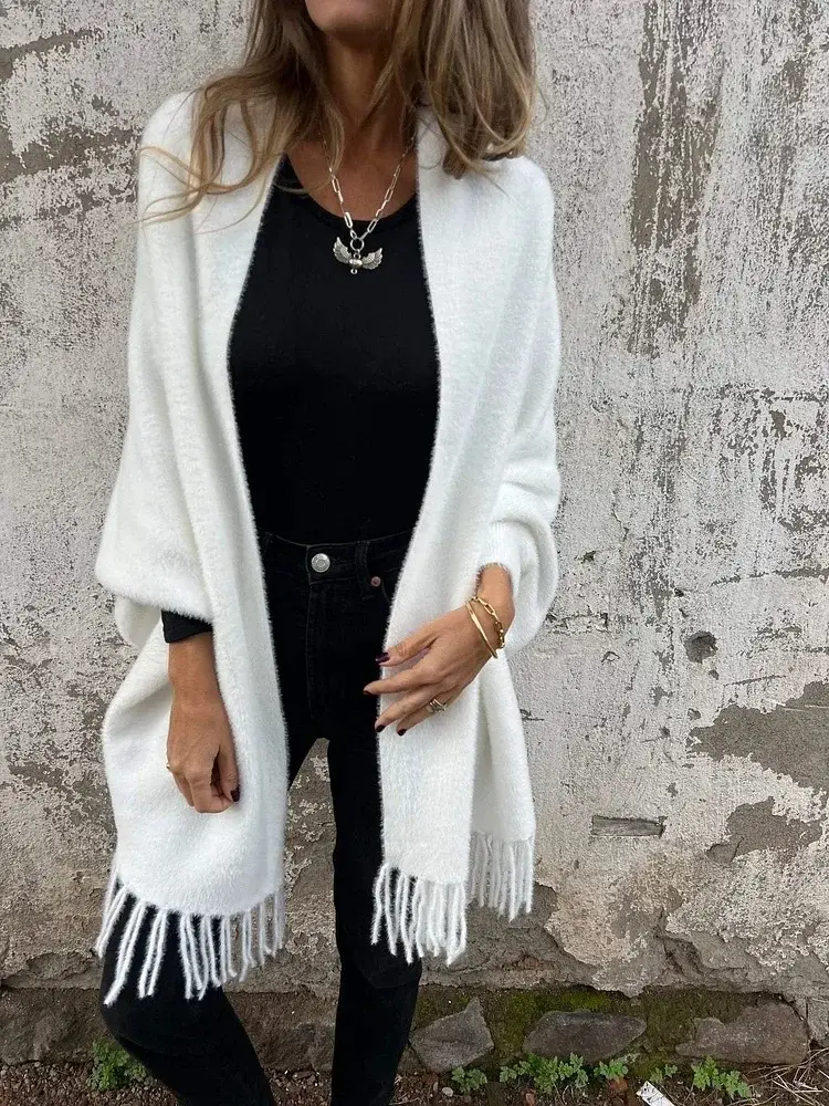 2024 White Tassel Shawl Jacket for Women — feature 6