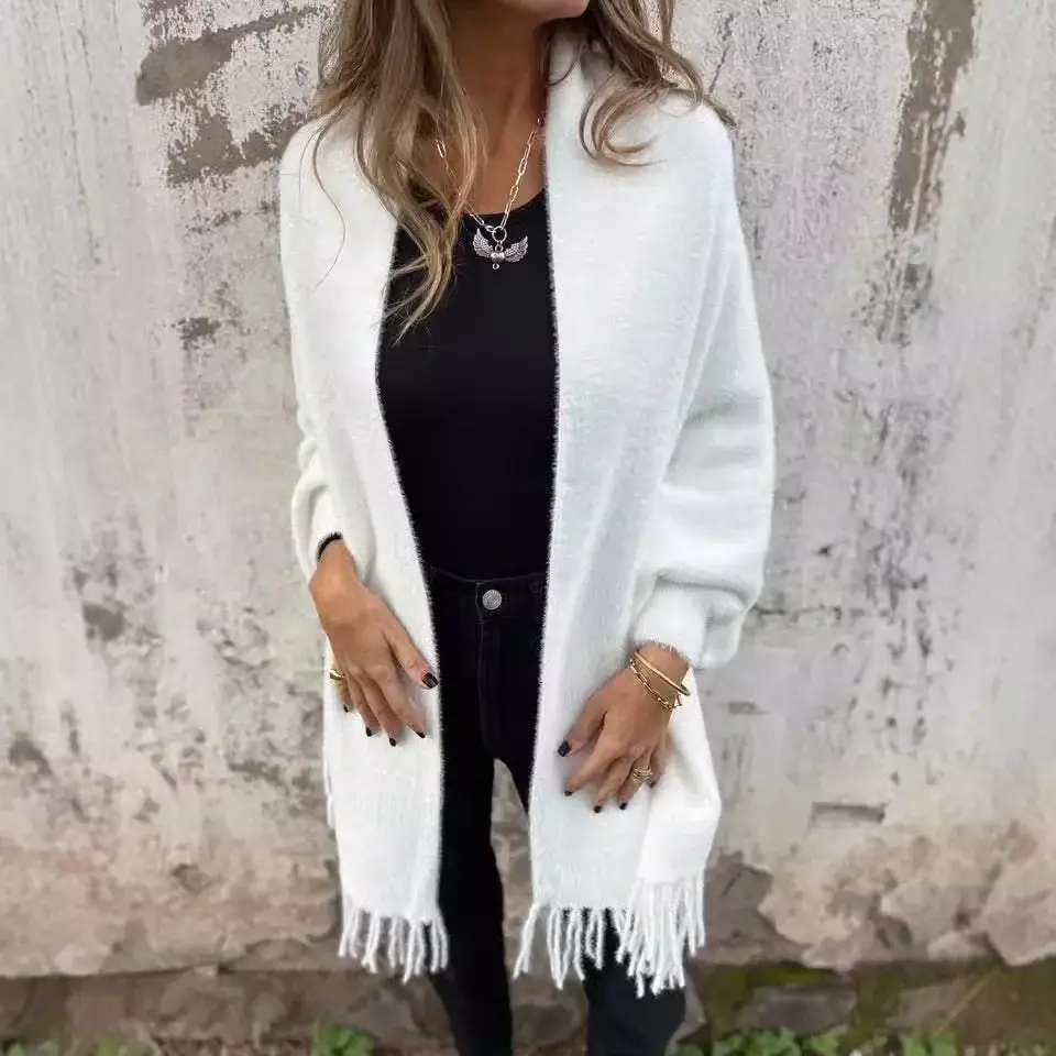 2024 White Tassel Shawl Jacket for Women — feature 9