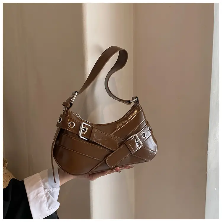 Brown Leather Motorcycle Style Shoulder Bag for Women 2024 — feature 14