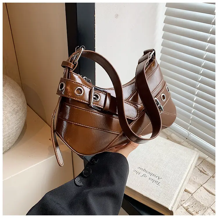 Brown Leather Motorcycle Style Shoulder Bag for Women 2024 — feature 18
